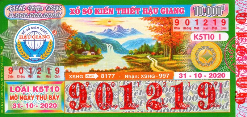 V&eacute; số của c&ocirc;ng ty xổ số Kiến Thiết Hậu Giang